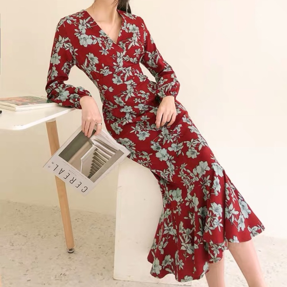 Red floral Dress
